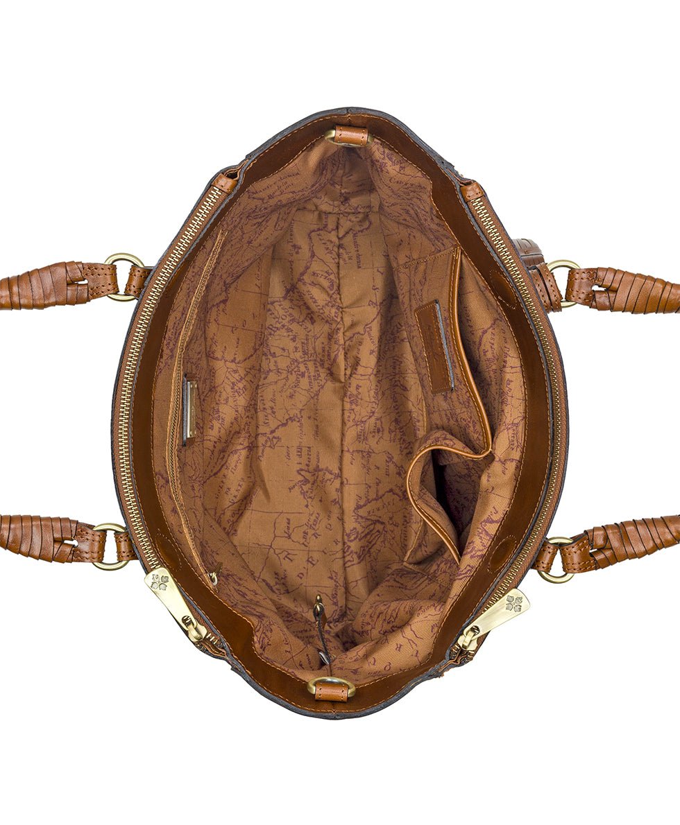 cortona tote discovery collection — vintage distressed woven leather